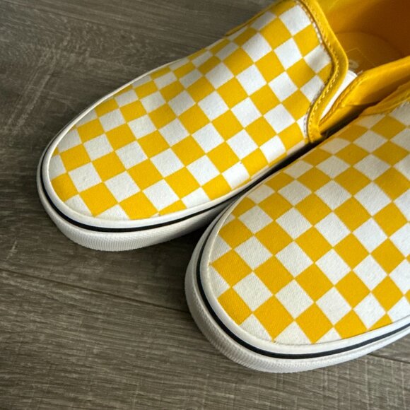 NWOB Vans Checker Board Asher Bright Yellow Slip On Skate Shoe Women Size 9 - Picture 2 of 6